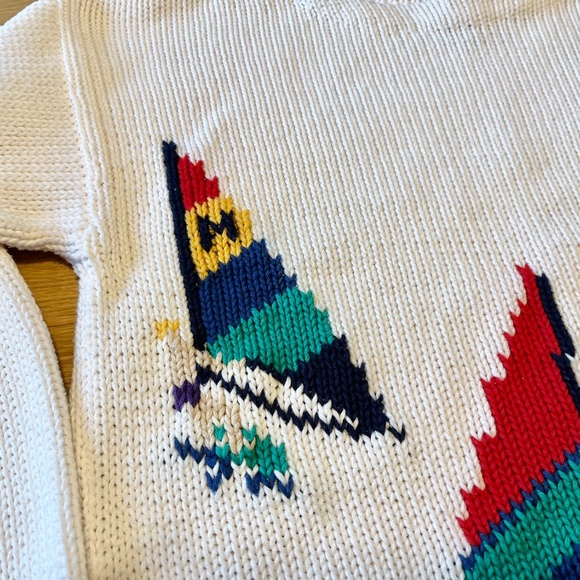 80s Vintage POLO RALPH LAUREN Sweater Sailboat Windsurfer Nautical Womens Sm 16 - Picture 9 of 12